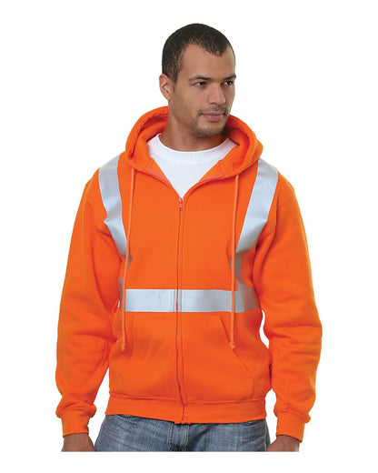 Bayside Men's USA-Made Hi-Visibility Full-Zip Hooded Sweatshirt 3790 #color_Bright Orange