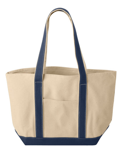 Liberty Bags Windward Large Cotton Canvas Classic Resort Tote 8871 #color_Natural/ Navy