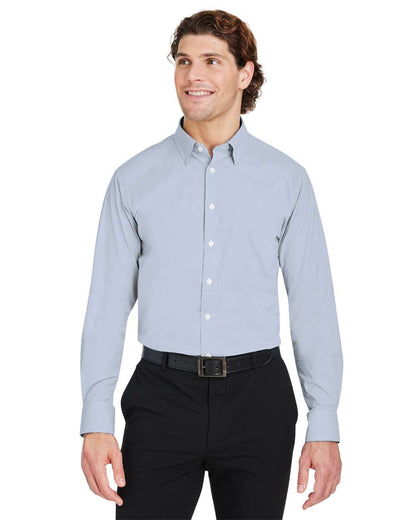 Devon & Jones Men's CrownLux Performance® Microstripe Dress Shirt DG537 #colormdl_Navy/ White