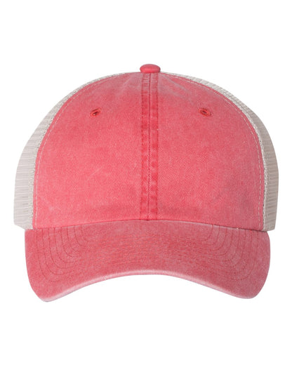 Valucap Pigment-Dyed Trucker Cap SP510 #color_Red/ Stone