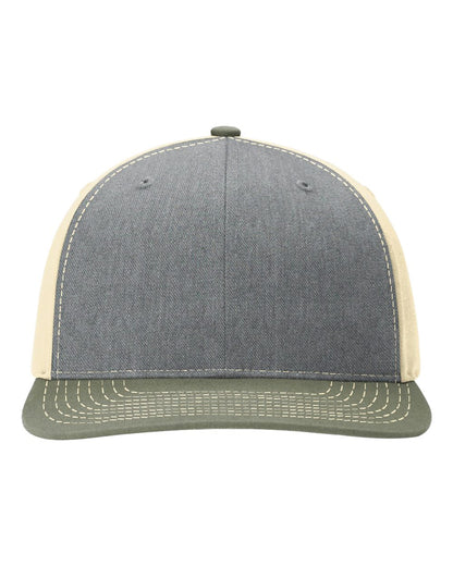 Richardson Twill Back Trucker Cap 312 #color_Heather Grey/ Birch/ Loden