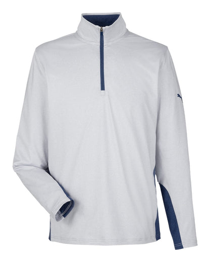 Puma Golf Men's Mesa Stripe Quarter-Zip Pullover PG410 #color_Navy Blazer/ Bright White