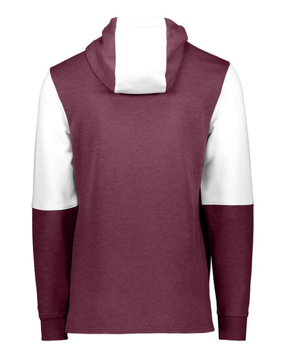 Holloway Men's All-American Team Fleece Colorblocked Hooded Sweatshirt 222581 #color_Maroon Heather/ White