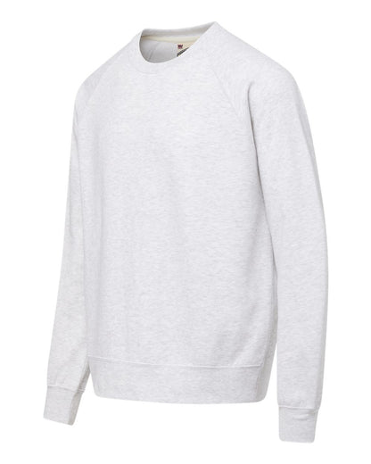 MV Sport Men's Vintage Fleece Raglan Crewneck Sweatshirt 17116 #color_Ash Grey