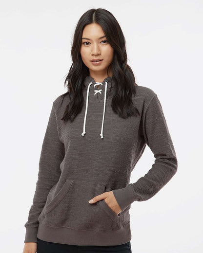 J. America Women’s French Terry Sport Lace Scuba Hooded Sweatshirt 8694 #colormdl_Charcoal