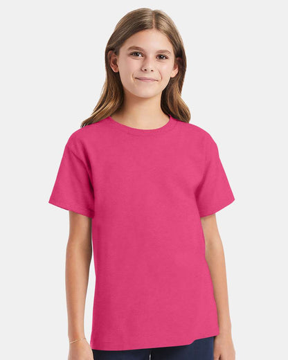 Hanes Essential-T Youth T-Shirt 5480 #colormdl_Wow Pink