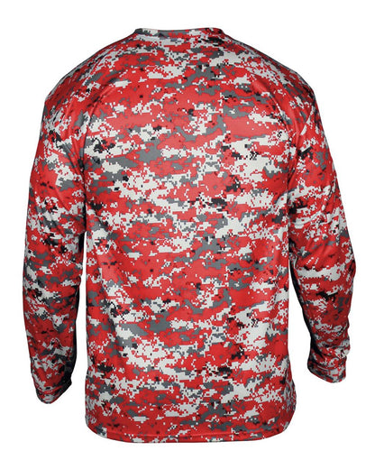 Badger Youth Digital Camo Long Sleeve T-Shirt 2184 #color_Red Digital