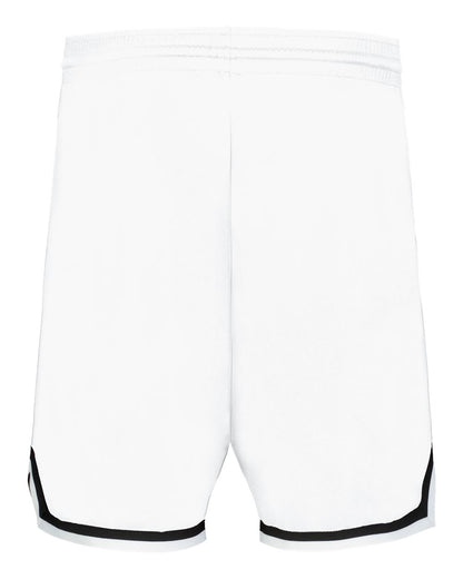 Alleson Athletic Youth Retro Basketball Shorts A54000 #color_White/ Black/ White