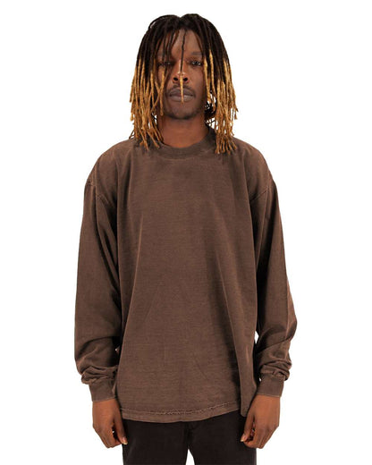 Shaka Wear Men's Garment-Dyed Long Sleeve T-Shirt SHGDLS #colormdl_Mocha