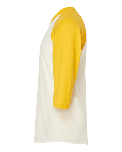 Tultex Fine Jersey Raglan T-Shirt 245 #color_Vintage White/ Mellow Yellow