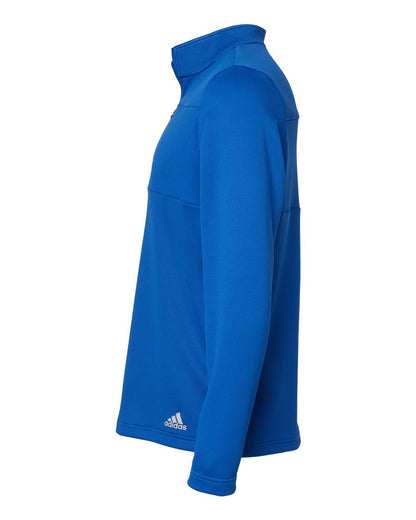 Adidas Men's 3-Stripe Double Knit Quarter-Zip Pullover A482 #color_Team Royal/ Grey Two