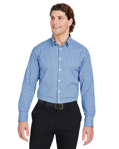 Devon & Jones Men's CrownLux Performance® Gingham Dress Shirt DG536 #colormdl_French Blue/ White