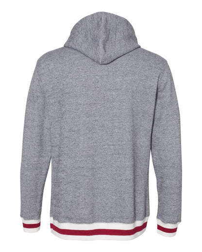 J. America Unisex Peppered Fleece Lapover Hooded Sweatshirt 8701 #color_Pepper/ Red