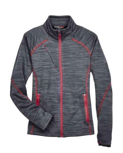 North End Women's Flux Mélange Bonded Fleece Jacket 78697 #color_Carbon/ Olympic Red