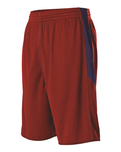 Alleson Athletic Single Ply Reversible Basketball Shorts 589PSP #color_Red/ Navy