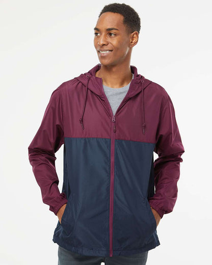 Independent Trading Co. Lightweight Windbreaker Full-Zip Jacket EXP54LWZ #colormdl_Maroon/ Classic Navy