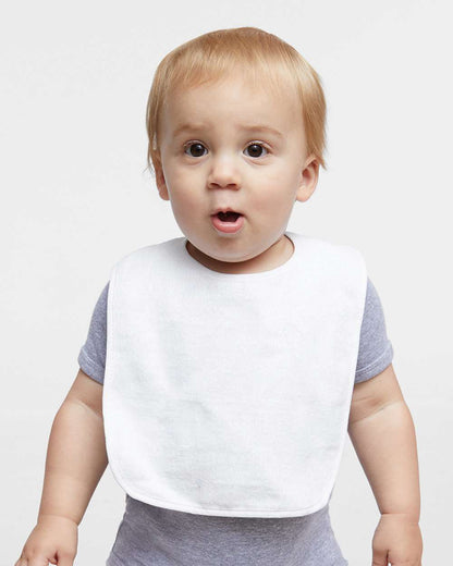 Rabbit Skins Infant Contrast Trim Terry Bib 1003 #colormdl_White
