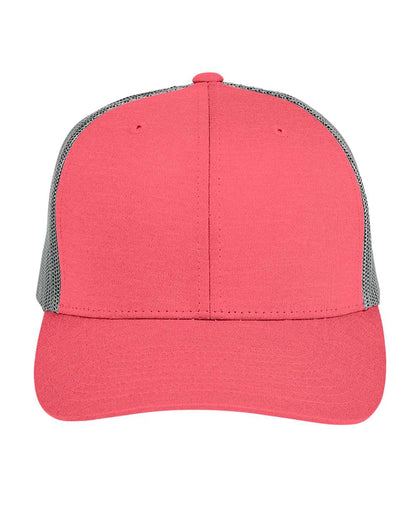Team 365 Zone Sonic Heather Trucker Cap TT802 #color_Sport Red Heather/ Sport Graphite