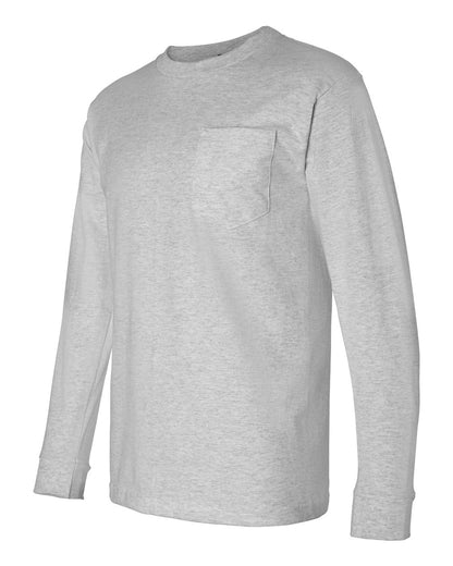 Bayside USA-Made Long Sleeve Pocket T-Shirt 8100 #color_Dark Ash