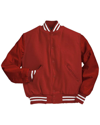Holloway Men's Varsity Wool Jacket 224183 #color_Scarlet/ Scarlet/ White