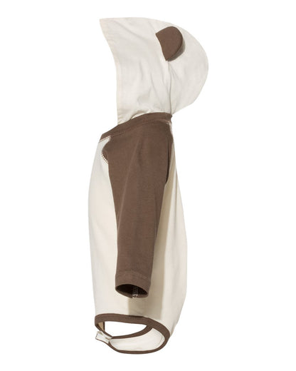 Rabbit Skins Infant Fine Jersey Character Hooded Long Sleeve Bodysuit with Ears 4418 #color_Natural/ Brown