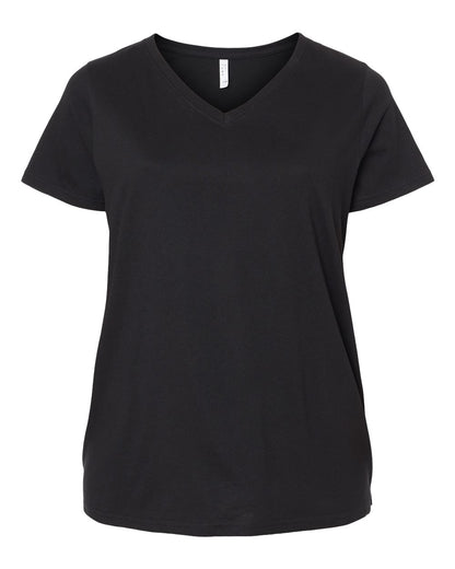 LAT Women's Curvy Collection Fine Jersey V-Neck Tee 3817 #color_Blended Black