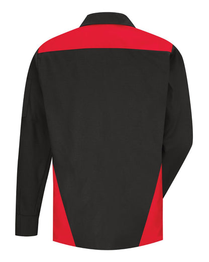 Red Kap Men's Long Sleeve Tri-Color Shop Shirt SY18 #color_Black/ Red/ Charcoal