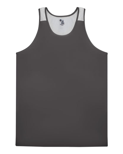 Alleson Athletic Men's Ventback Singlet Tank Top 8668 #color_Graphite/ White
