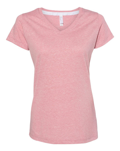 LAT Women's Harborside Mélange V-Neck Tee 3591 #color_Mauvelous Melange