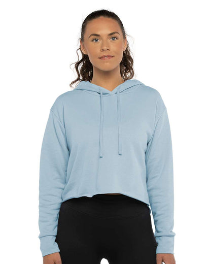 Next Level Women's Laguna Sueded Raw Edge Crop Hoodie 9384 #colormdl_Stonewash Denim