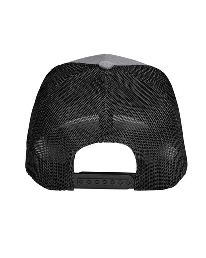 Team 365 Zone Sonic Heather Trucker Cap TT802 #color_Dark Grey Heather/ Black