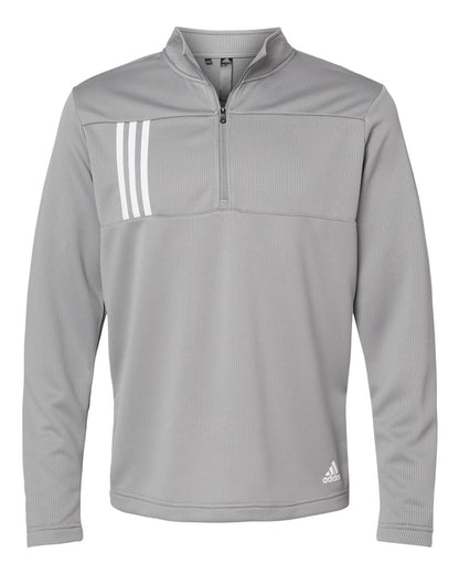 Adidas Men's 3-Stripe Double Knit Quarter-Zip Pullover A482 #color_Grey Three/ White
