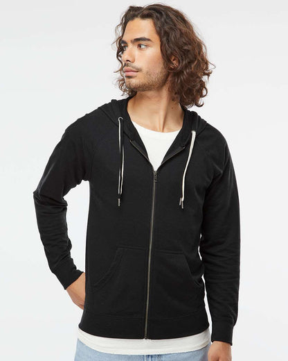 Independent Trading Co. Unisex Icon Lightweight Loopback Terry Full-Zip Hooded Sweatshirt SS1000Z #colormdl_Black