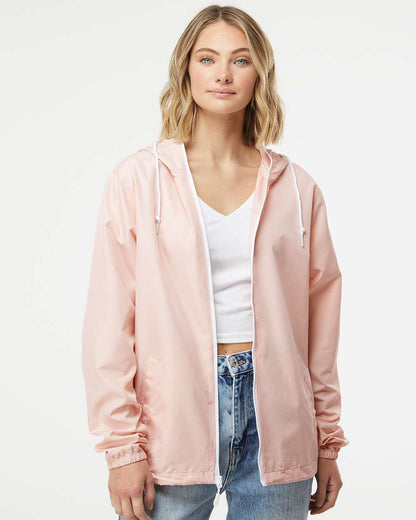 Independent Trading Co. Lightweight Windbreaker Full-Zip Jacket EXP54LWZ #colormdl_Blush/ White Zipper