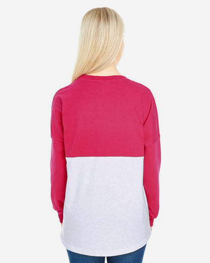 J. America Unisex Game Day Jersey Long Sleeve T-Shirt 8229 #colormdl_Wildberry/ White