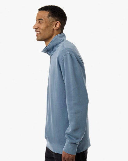 Independent Trading Co. Unisex Pigment-Dyed Quarter-Zip Pullover PRM4600QZ #colormdl_Pigment Slate Blue
