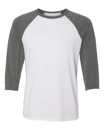 BELLA + CANVAS Three-Quarter Sleeve Baseball Tee 3200 #color_White/ Deep Heather