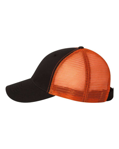 Valucap Bio-Washed Trucker Cap AH80 #color_Black/ Orange