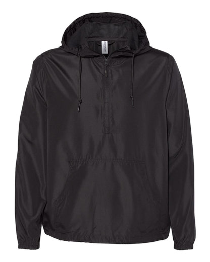 Independent Trading Co. Unisex Lightweight Quarter-Zip Windbreaker Pullover Jacket EXP54LWP #color_Black