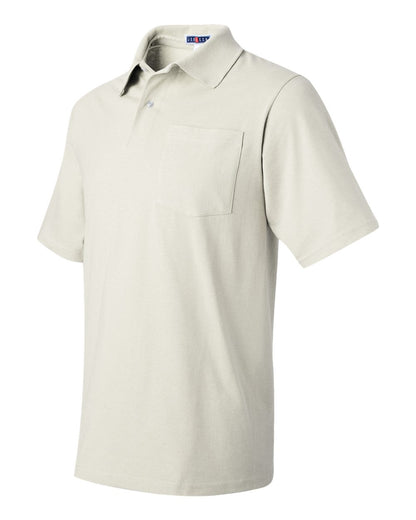 JERZEES Men's SpotShield® 50/50 Polo with Pocket 436MPR #color_White