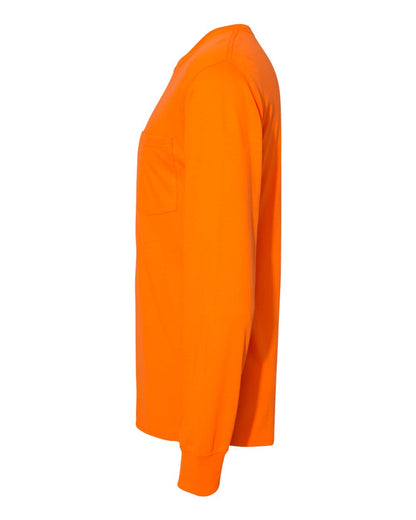 Hanes Unisex Workwear Long Sleeve Pocket T-Shirt W120 #color_Safety Orange