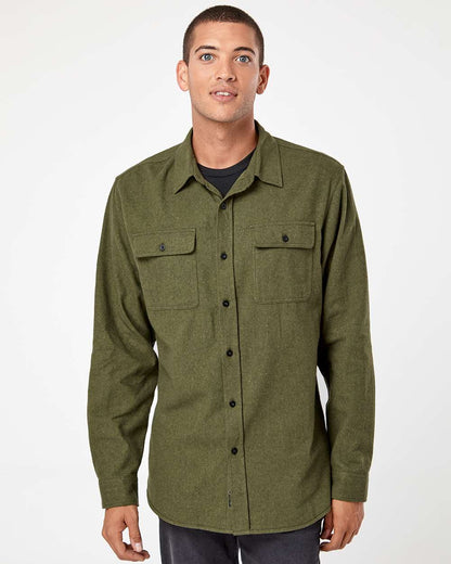 Burnside Solid Long Sleeve Flannel Shirt 8200 #colormdl_Army