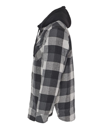 Burnside Quilted Flannel Hooded Jacket 8620 #color_Black/ Grey