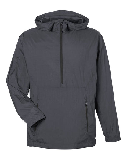 North End Men's Aura Lightweight Packable Anorak NE810 #color_Carbon/ Black