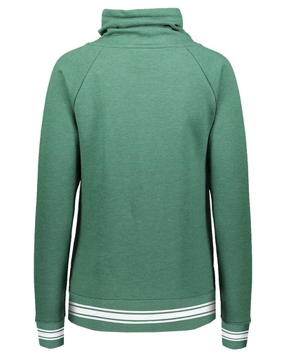 Holloway Women's All-American Fleece Funnel Neck Sweatshirt 229763 #color_Dark Green Heather/ White