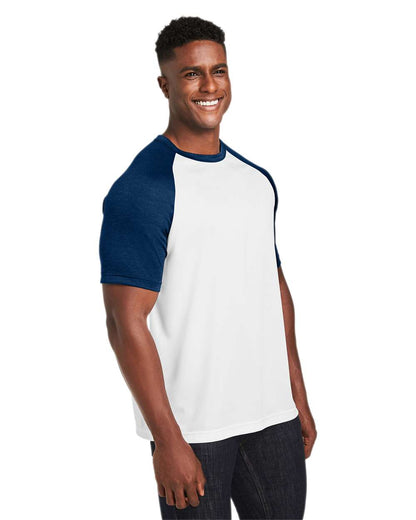 Team 365 Unisex Zone Colorblock Raglan T-Shirt TT62 #colormdl_White/ Sport Dark Navy Heather