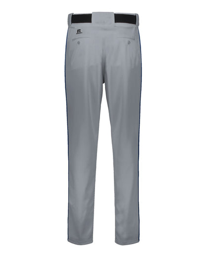 Russell Athletic Youth 2.0 Piped Diamond Series Baseball Pants R11LGB #color_Baseball Grey/ Navy