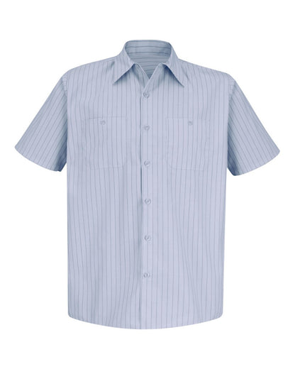 Red Kap Men's Premium Short Sleeve Work Shirt SP20 #color_Light Blue/ Navy Stripe