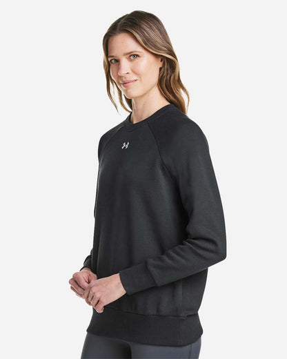 Under Armour Women's Rival Fleece Crewneck Sweatshirt 1379508 #colormdl_Black/ White