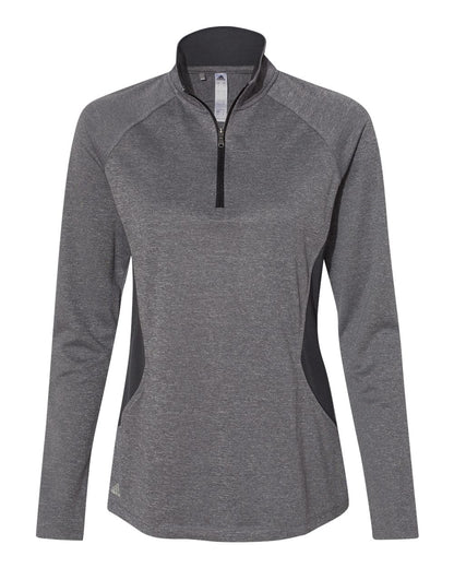 Adidas Women's Lightweight Quarter-Zip Pullover A281 #color_Black Heather/ Carbon